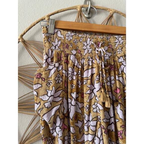 Aerie Smocked High Waist Floral Beach Lounge Pants Joggers w/ pockets SMALL - Picture 5 of 11